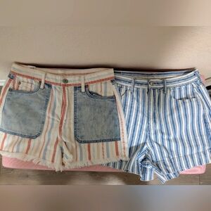EUC•American Eagle High-Rise "Mom Short" Striped 5 Pocket Styling Bundle•Size 8